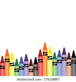 Colorful crayons pattern vector, blue brown yellow green red purple. Crayons background