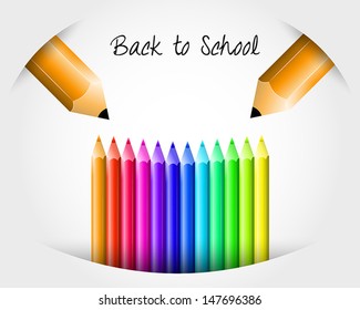 colorful crayons with pencils. school concept