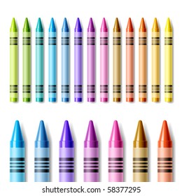 Colorful Crayons. Vector.