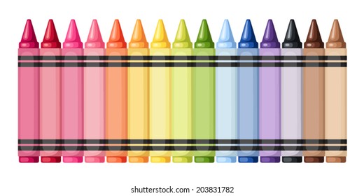 Colorful crayons. Vector illustration.