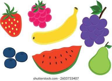 colorful creative abstract berries and fruits collection
