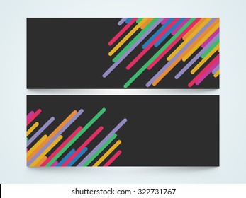 Colorful creative abstract design decorated website header or banner set.