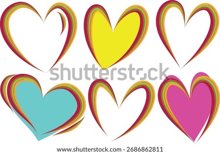 colorful creative abstract outline banners hearts