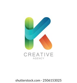 Colorful Creative Agency Logo With Gradient Letter K Design
