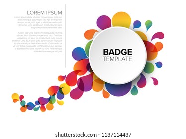 Colorful creative badge / tag template with sample content and fresh background