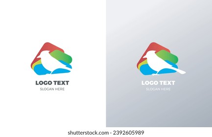 Plantilla de logotipo de pájaro creativo y colorido