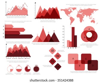 Colorful creative Business Infographic elements set including statistical charts, graphs, world map and bar.