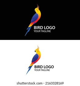 Farbiger kreativer Vogel-Vektorgrafik für Logo, Symbol, Druck, Symbol mit schwarz-weißem Hintergrund