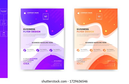 Colorful Creative Company Business Flyer Design Template. Creative cover oval elements sky colors, with nice Unique Design Shape, vector.