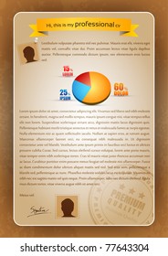 Colorful Creative CV Writing with 3D Pie Chart and Postmark - Editable Vector Illustration