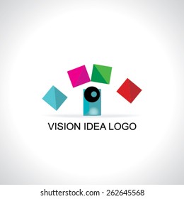 colorful creative eye vision concept with door 