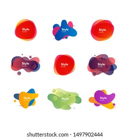 Colorful creative frames. Dynamical colored forms and line. Gradient banners with flowing liquid shapes. Template for design of logo, placard or banner. Vector illustration