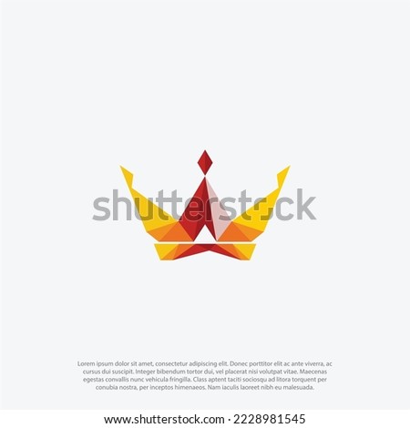 Colorful creative geometric crown flower sign. Universal hand fist mount vector icon. Abstract logo design template.