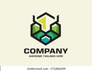 Colorful Creative Geometric Lion Head Logo Symbol Vector Design Illustration