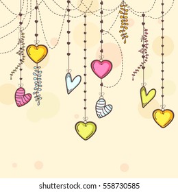 Colorful creative Hearts decorated greeting card for Valentine's Day Celebration.