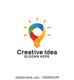 colorful creative idea logo design template. colorful bulb icon symbol designs
