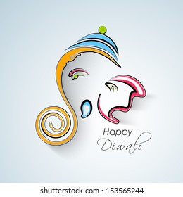 Colorful creative illustration of Hindu mythology Lord Ganesha on occasion of Indian festival Happy Diwali. 