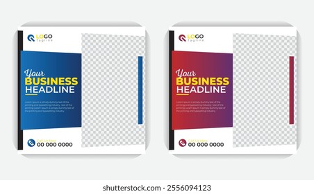 Colorful and Creative layout square banner design, digital marketing and corporate social media post and web banner. Advertising design for business agency
