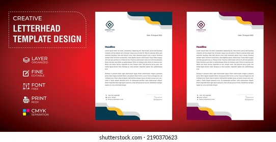 colorful creative letter head template design 