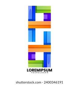 colorful creative letter p d  icon logo design 