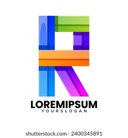 colorful creative letter R icon logo design 