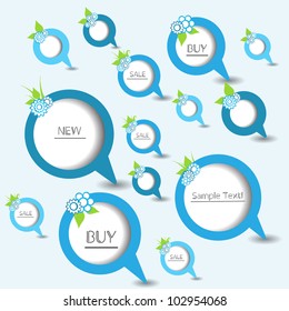 Colorful creative modern abstract 3d vector speech bubbles with flower pattern
