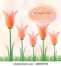 Colorful creative modern abstract nature vector happy background with tulips