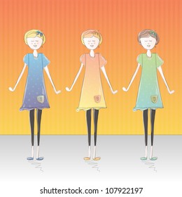 Colorful creative modern abstract vector girls