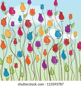 Colorful creative modern abstract vector background with tulip