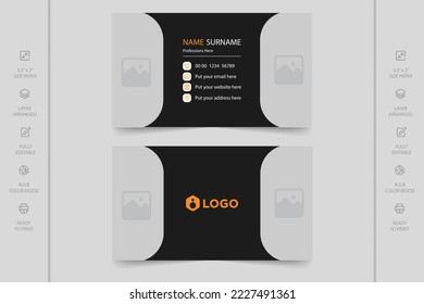 Colorful creative modern horizontal professional company business card design. Visiting card design.