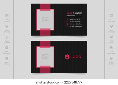 Colorful creative modern horizontal professional minimal company business card design