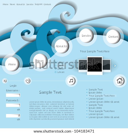 Colorful creative modern vector website template speech bubbles portfolio gallery with wave pattern tab