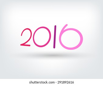 Colorful and Creative New Year text "Two Thousand Sixteen" in flat design. Happy New Year