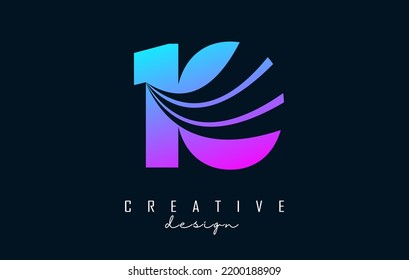 Farbiges Creative Number 10-Logo mit führenden Linien und Straßenkonzeption. Zahl mit geometrischem Design. Vektorgrafik mit Zahlen und kreativen Schnitten.