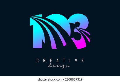 Colorful  Creative number 103 logo with leading lines and road concept design. Letter with geometric design. Vector Illustration with number.