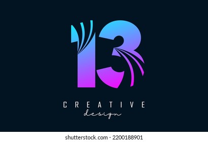 Colorful Creative number 13 1 3 logo with leading lines and road concept design. Number with geometric design. Vector Illustration with number and creative cuts.