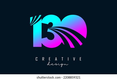 Colorful  Creative number 130 logo with leading lines and road concept design. Letter with geometric design. Vector Illustration with number.