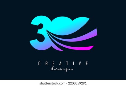 Colorful  Creative number 300 logo with leading lines and road concept design. Letter with geometric design. Vector Illustration with number.