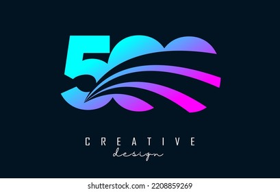 Colorful  Creative number 500 logo with leading lines and road concept design. Letter with geometric design. Vector Illustration with number.