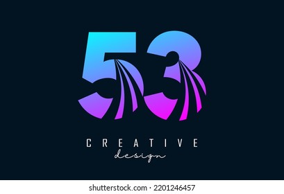 Colorful Creative number 53 5 3 logo with leading lines and road concept design. Number with geometric design. Vector Illustration with number and creative cuts.