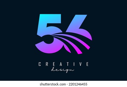 Colorful Creative number 56 5 6 logo with leading lines and road concept design. Number with geometric design. Vector Illustration with number and creative cuts.