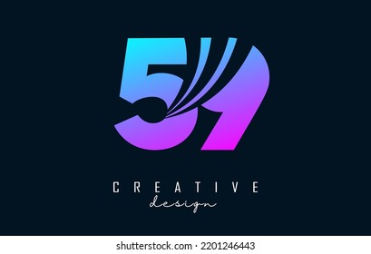 Colorful Creative number 59 5 9 logo with leading lines and road concept design. Number with geometric design. Vector Illustration with number and creative cuts.