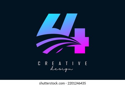 Colorful Creative number 64 6 4 logo with leading lines and road concept design. Number with geometric design. Vector Illustration with number and creative cuts.