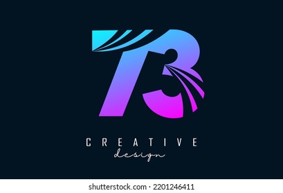 Colorful Creative number 73 7 3 logo with leading lines and road concept design. Number with geometric design. Vector Illustration with number and creative cuts.
