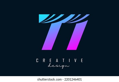 Colorido logotipo Creative número 77 7 con líneas principales y diseño de concepto de carreteras. Número con diseño geométrico. Ilustración vectorial con número y cortes creativos.