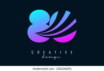 Colorful Creative number 80 8 0 logo with leading lines and road concept design. Number with geometric design. Vector Illustration with number and creative cuts.