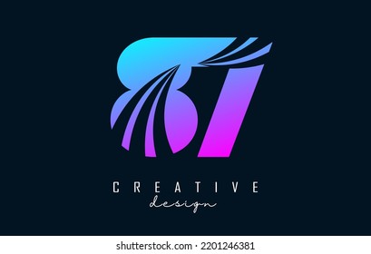 Colorido logotipo Creative número 87 8 7 con líneas principales y diseño de concepto de carreteras. Número con diseño geométrico. Ilustración vectorial con número y cortes creativos.