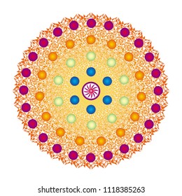 Colorful creative openwork mandala. Spiritual Oriental Symbol. Vector picture.