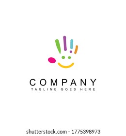 Colorful Creative Palm Children Education Logo in Isolated Background