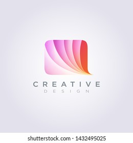 Colorful creative rectangle Vector Illustration Design Clipart Symbol Logo Template.